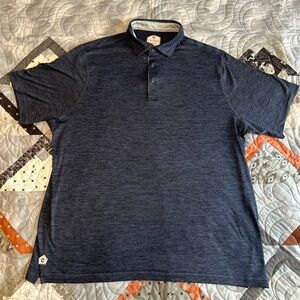 Cremieux Men’s Performance Polo Blue Heathered Golf Casual Shirt Short Sleeve